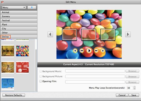 Customize menu