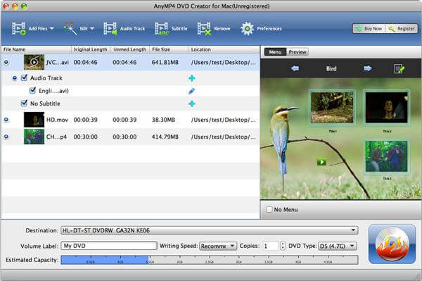 DVD Creator screen