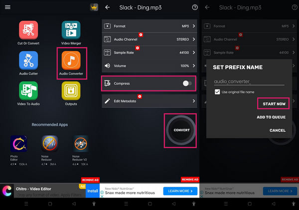 Android Audio Compressor Set Compress