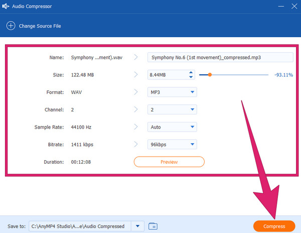 Comprimir conjunto de compresores de audio de Windows