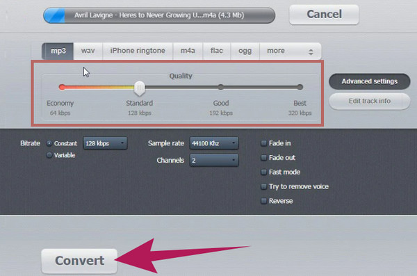 Audio Converter Online tömörítés