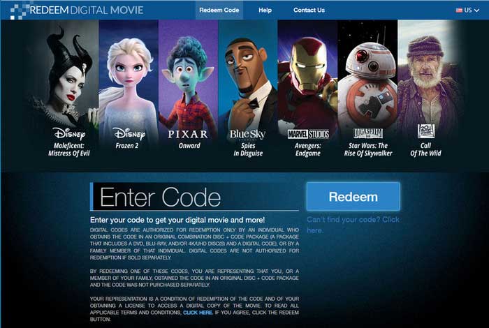 Redeem Digital Movie Interface