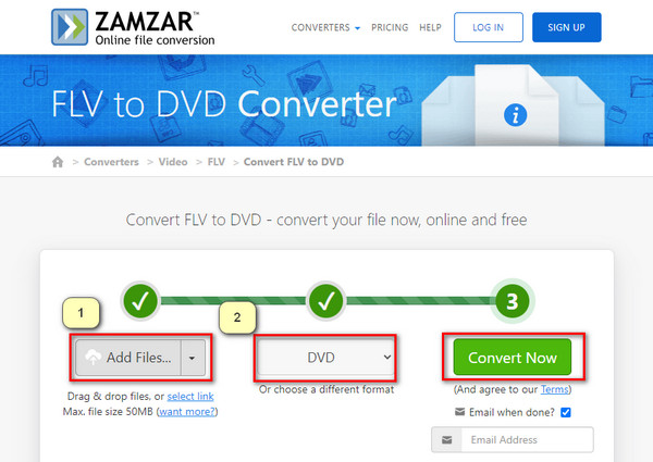 Zamzar Upload FLV Convert
