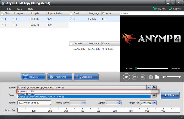 AnyMP4 DVD Copy Ladda skiva
