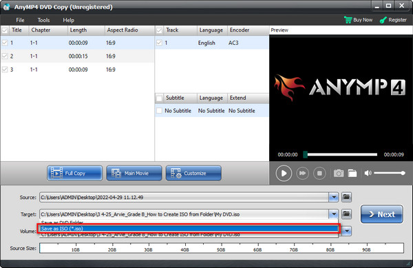 AnyMP4 DVD Copy Selecione ISO