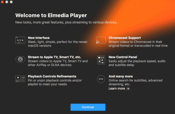 Elmedia Player interfész