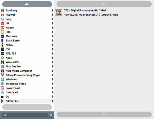 Select the desired output format