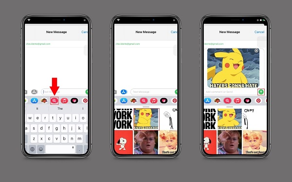 Envoyer un GIF à un iPhone texte