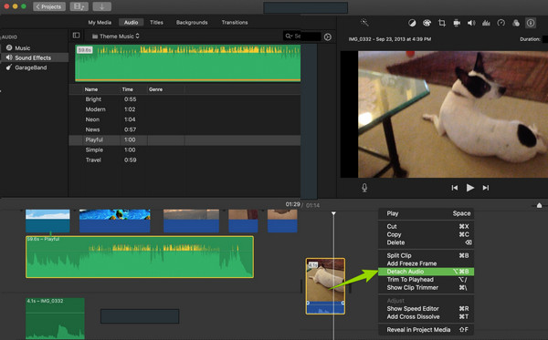 iMovie Detach Audio