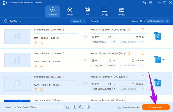 VCU Convertir archivos de audio