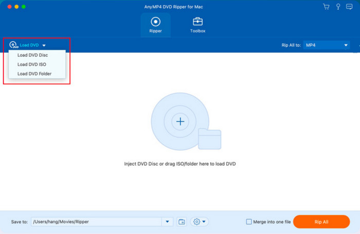 AnyMP4 Load disc Import DVD into Movie