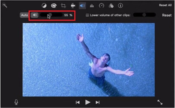 Control deslizante de volumen de iMovie