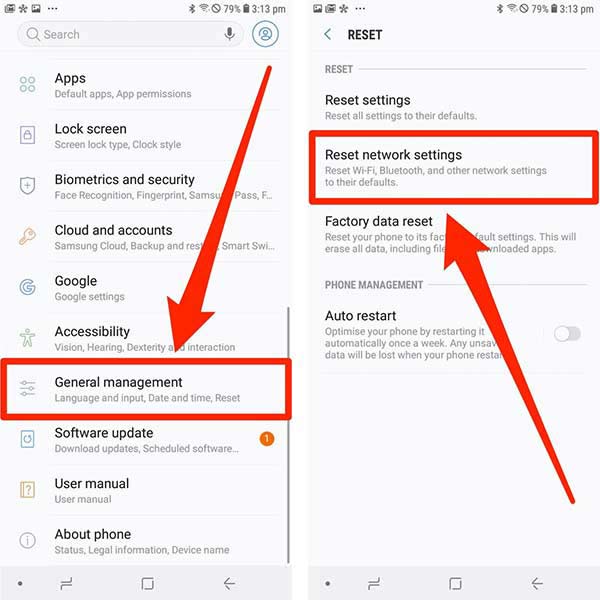 Återställ nätverksinställningar på Android