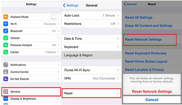 Restablecer la configuración de red en iPhone