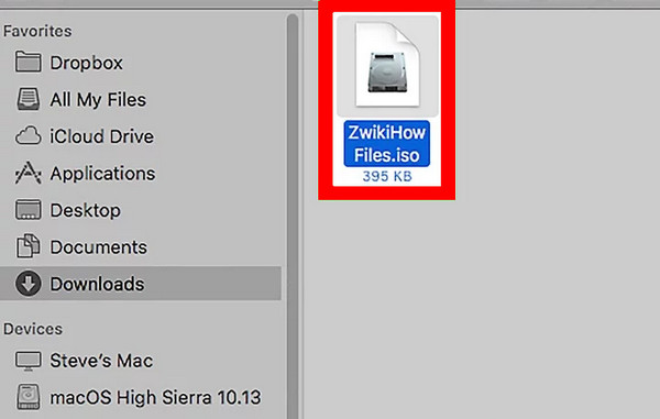 ISO csatolása Macen ISO kiválasztása