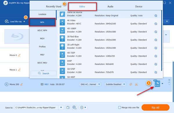 Wählen Sie MP4 AnyMP4 Bluray Ripper