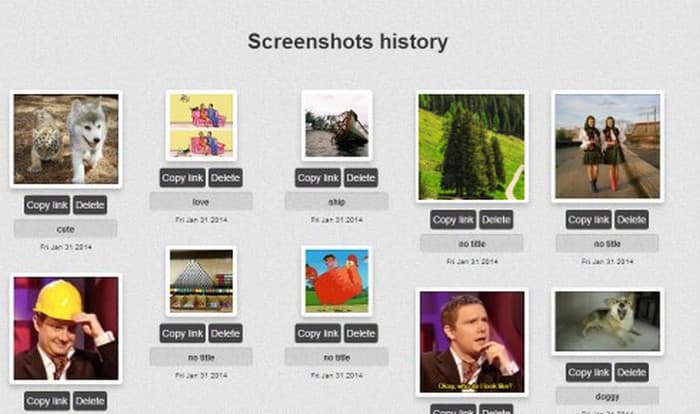 Historique des captures d'écran