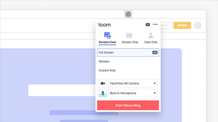 Loom Screen Recorder Navigazione dell'interfaccia utente intuitiva