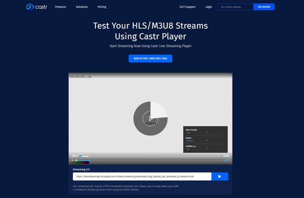 Lecteur de streaming en direct Castr