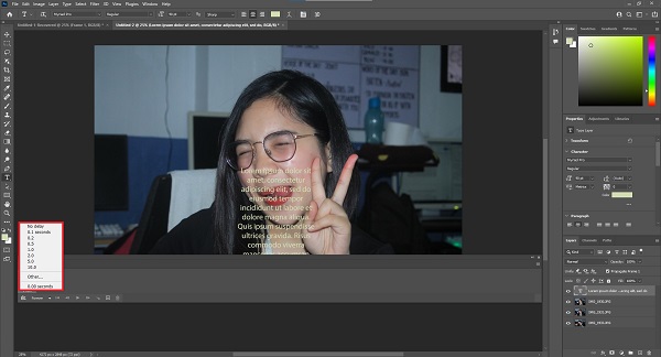 Изменение секунды на кадр в Photoshop