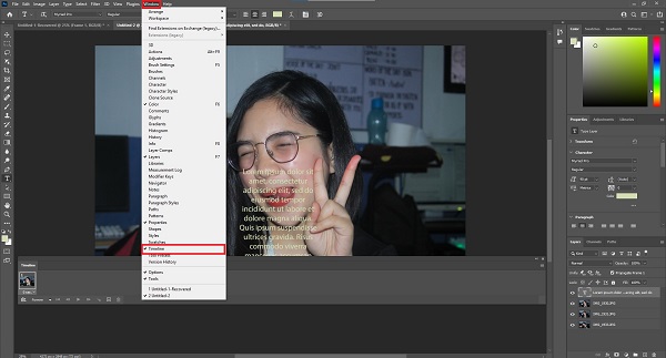Photoshop Window Timeline