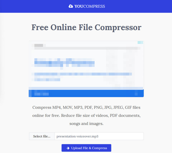 YouCompress Συμπίεση MP3