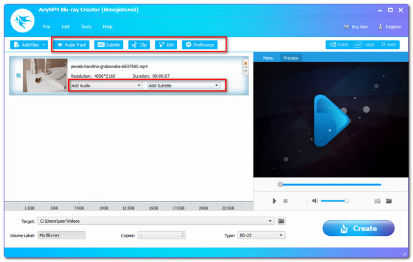 AnyMP4 Blu-ray Creator Rediger filer