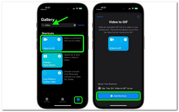 Add Shortcut Video to GIF