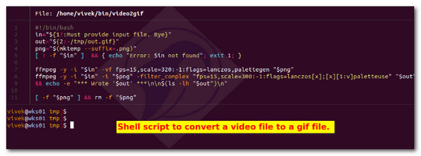 FFmpeg Convertir la vidéo en transcription GIF