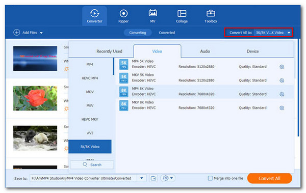 Seleziona Formato di output come GIF