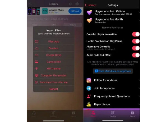 Offline přehrávač hudby Melodista