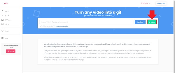 GIFs.com Añadir archivo