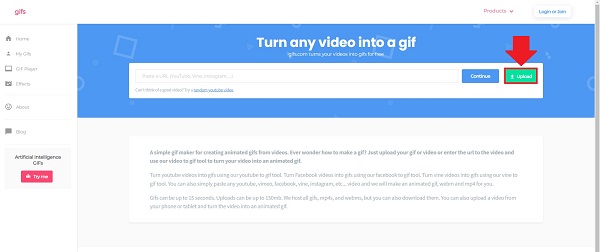 Adicionar arquivo GIFs.com