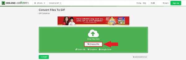 OnlineConvert Velg fil