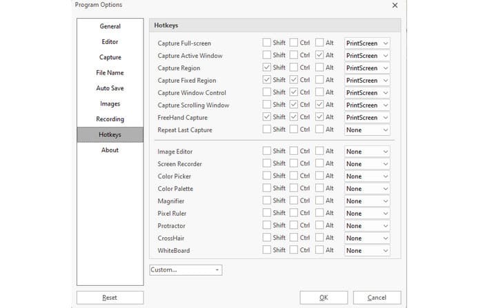 Raccourcis clavier Personnaliser