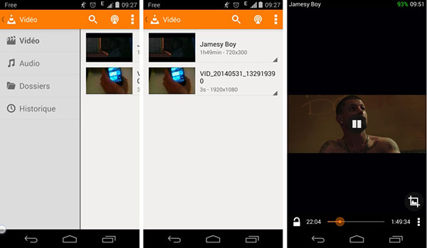 VLC spielt AVI-Dateien auf Android ab