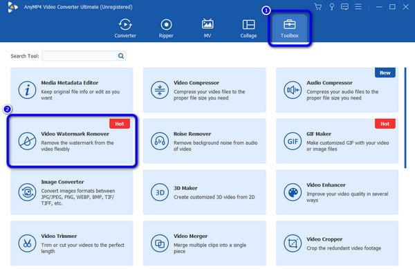 Option de suppression de filigrane du menu de la boîte à outils