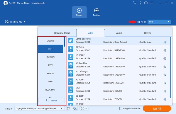 Select Output Format