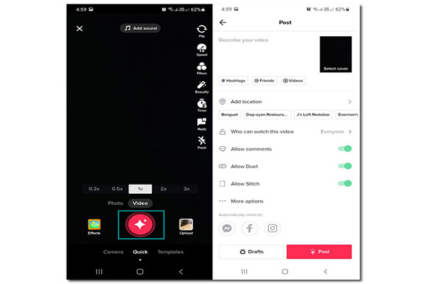 Spela in TikTok-videor i långsam hastighet