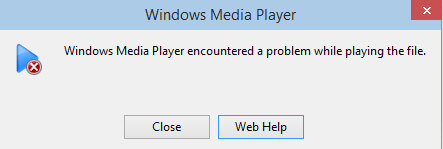 O Windows Media Player encontrou um problema