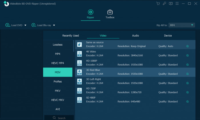 Configuración de salida flexible de VideoByte