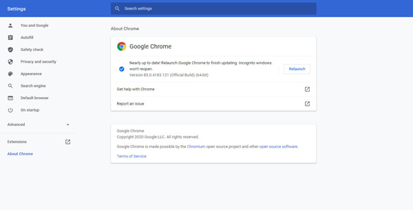 更新 Chrome