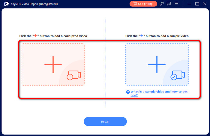 Adicionar amostra de vídeo corrompido