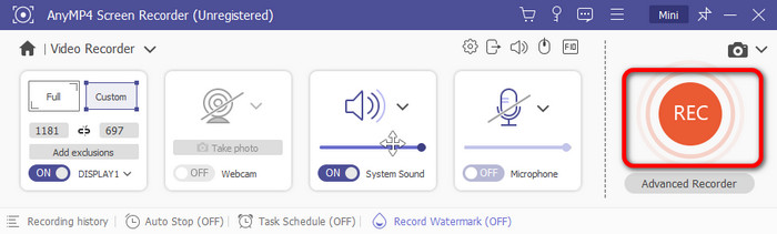 「REC」をクリックして録音を開始します