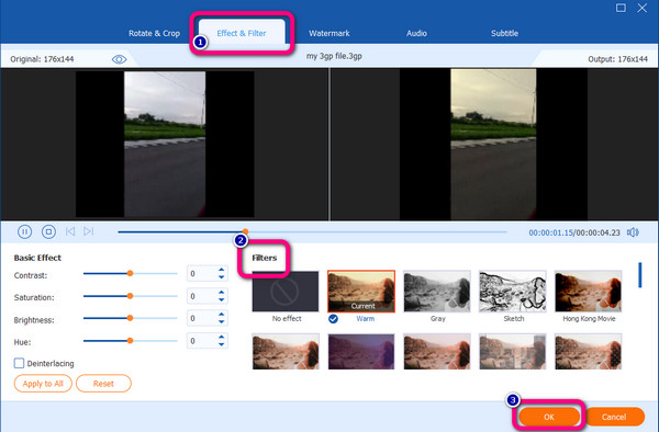 Effects Filter Section Choose Filter