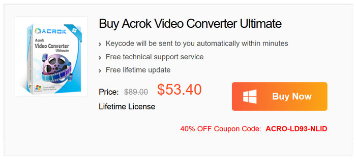 Priser for Acrok Video Converter Ultimate