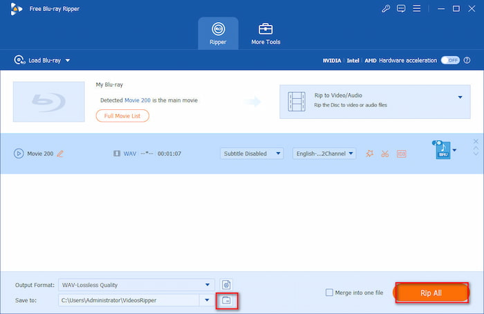 Blu-ray hanganyag kivonása Wav formátumba