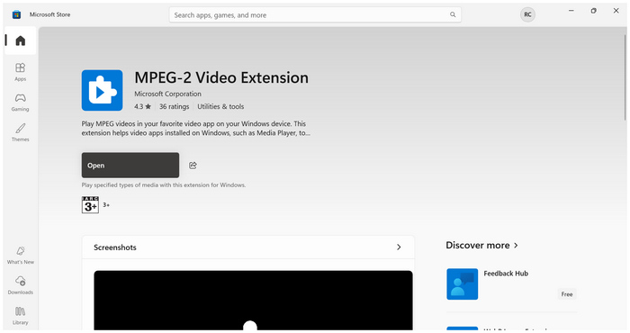 Microsoft Store Mpeg 2-tillägg