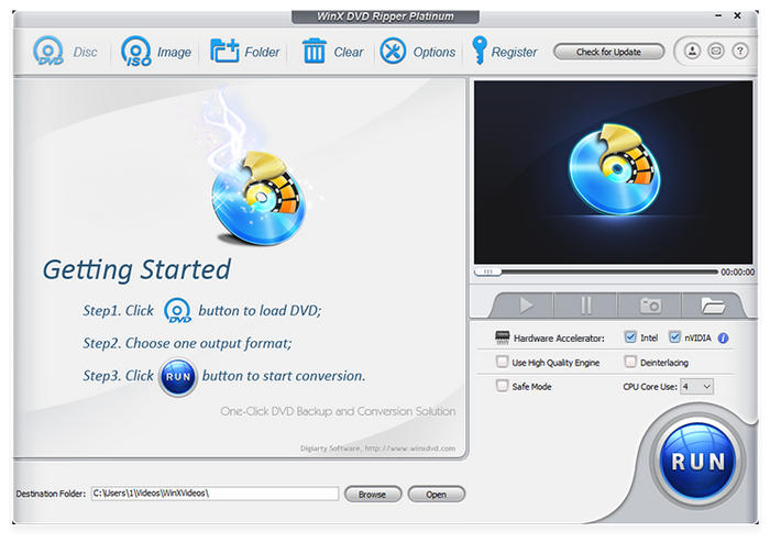Winx DVD Ripper Hovedgrænseflade