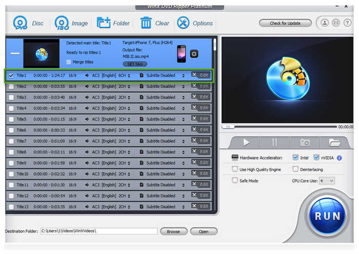 Winx DVD Ripper Kør-knap